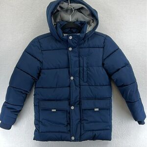 Member’s Mark Ultimate Snow Jacket Sz 5-6 Navy Quilted Puffer Hood Thick Warm